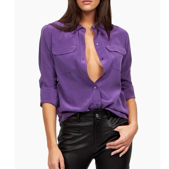 Equipment Signature Silk Button Down Blouse in Cream Sz M - Picture 9 of 9